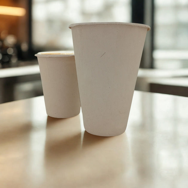 Bagasse Coffee Cups with Lids 250ml & 350ml | Compostable Cups – Packlution