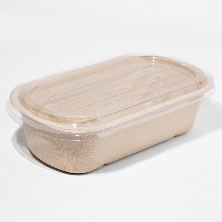 Bagasse Long Compartment Box with Lid